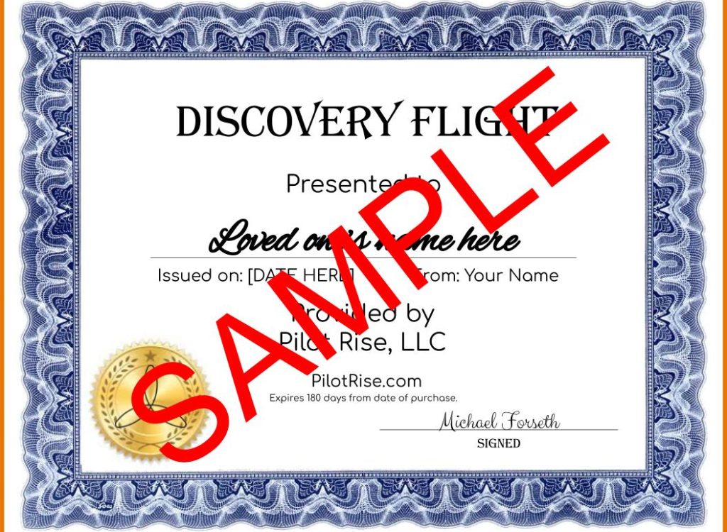 Sample Discovery Flight Gift Certificate